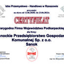 Certyfikat Wiarygodna Firma Województwa Podkarpackiego